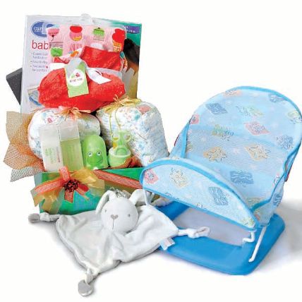 Baby Bather And Huggies Diaper Hamper For New Born:  Gifts Delivery