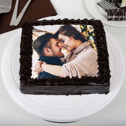 Rich Chocolate Photo Cake: Valentines Day Cake Delivery