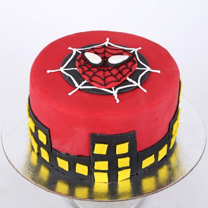 Round Fondant Spiderman Cake: 