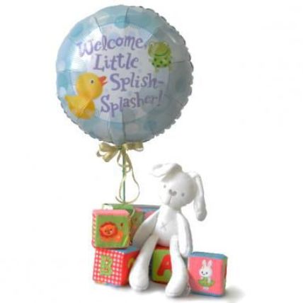 Soft Bunny Plushie And Baby Shower Latex Balloon Hamper: New Born Gifts