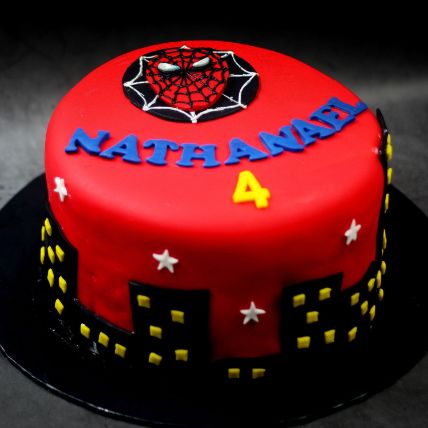 Spiderman Logo Chocolate Fondant Cake: Cake For Birthday