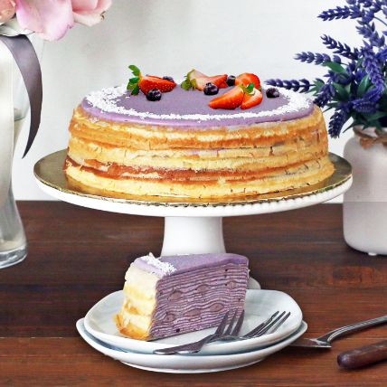 Tempting Purple Sweet Potato Crepe Cake:  New Year Cake