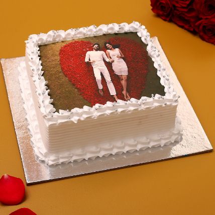 Valentine Photo Vanilla Cake: Anniversary Cakes 