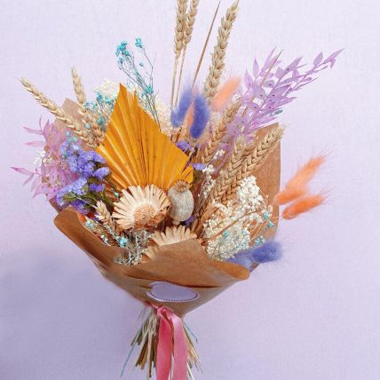 Colourful Dried Flower Bouquet:  Wedding Flowers