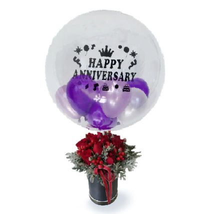 Anniversary Blooming Balloons in Balloon Roses Bouquet Box: Combos Gifts Malaysia
