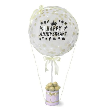 Anniversary Bubble Balloon And Ferrero Rocher Box: Anniversary Gift Ideas
