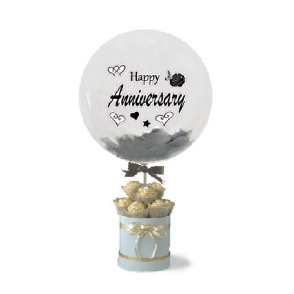 Anniversary Jovial Balloon And Ferrero Rocher Box: Chocolate Delivery