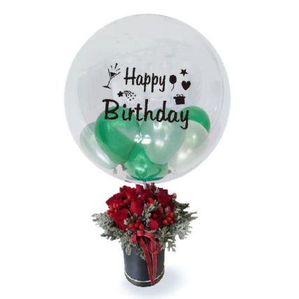 Birthday Balloons in Balloon Roses Box: 