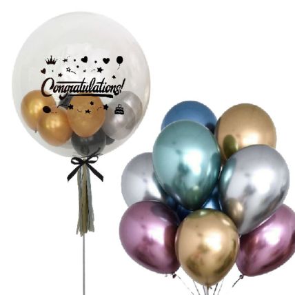 Congratulations Bubble Balloon With Latex Balloons: 