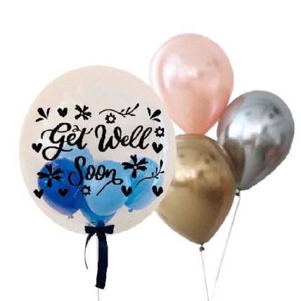 Get Well Soon Balloons In Balloon And 3 Latex Balloons: 