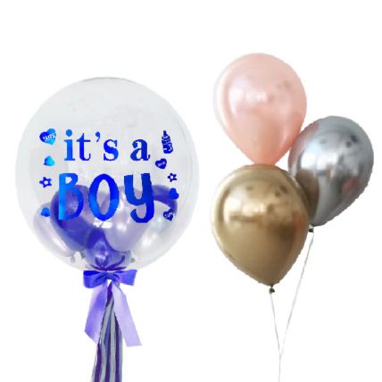 Its A Boy Balloons In Balloon And 3 Latex Balloon: Gifts For New Baby