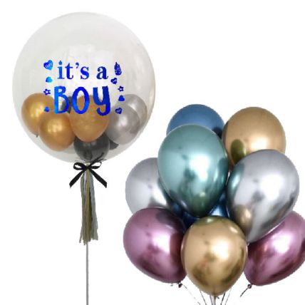 Its A Boy Balloons In Balloon And 8 Latex Balloons: Balloon Decorations 