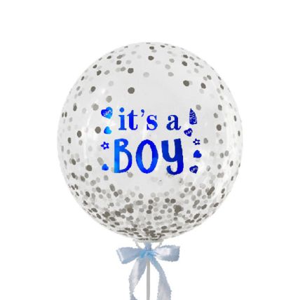 Its A Boy Glitter Confetti Balloon: 
