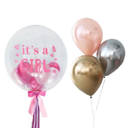 Its A Girl Balloons In Balloon And 3 Latex Balloons: Balloon Decorations 