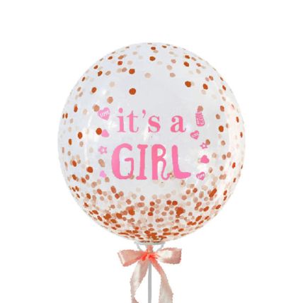 Its A Girl Glitter Confetti Balloon: 