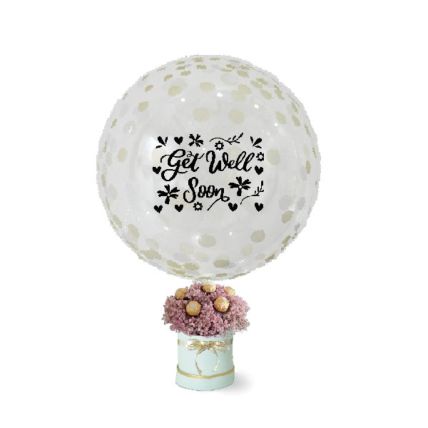 Sparkly Get Well Confetti Balloon Flower Choc Box: 