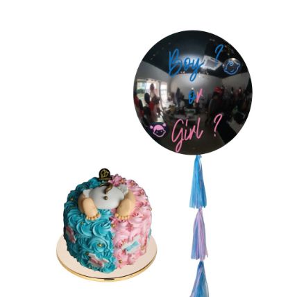 Red Velvet Gender Reveal Cake And New Born Balloon: Chocolate Delivery
