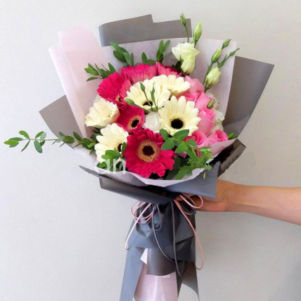 Majestic Mixed Flowers Beautifully Tied Bunch: International Women's Day Gifts