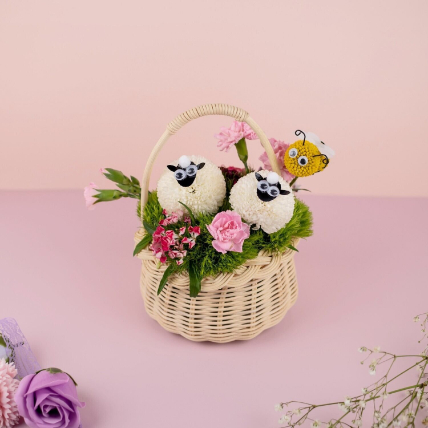My Little Lamb Flowers Basket: Fresh Flower Bouquet