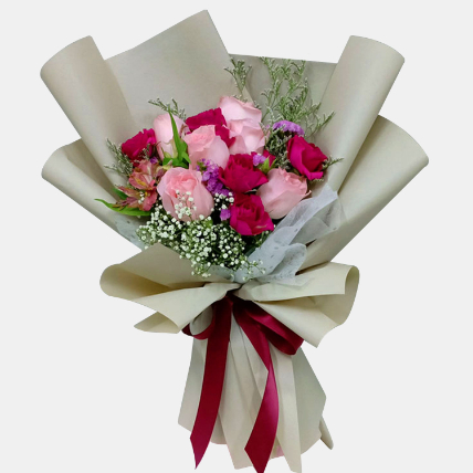 Posy Of Pink Roses:  Valentines Day Flowers