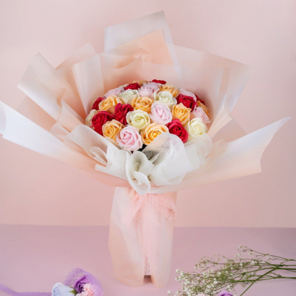 Rose And Hydrangea Soap Flowers Bouquet: Flower Bouquet Delivery
