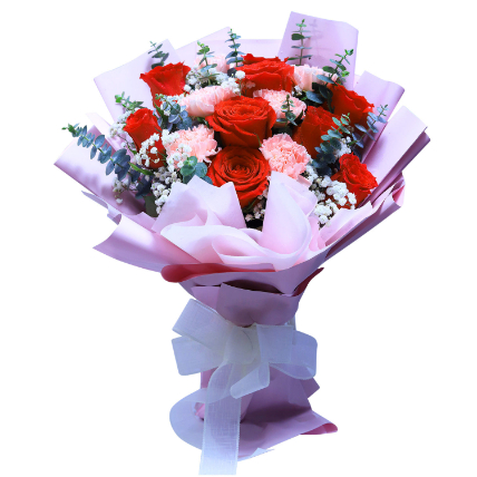 Rose Carnation Bouquet For Love: Mixed Flowers Bouquet