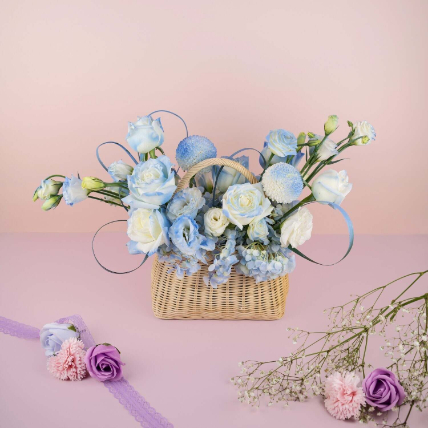 Serene Mixed Flowers Basket: House Warming Gifts