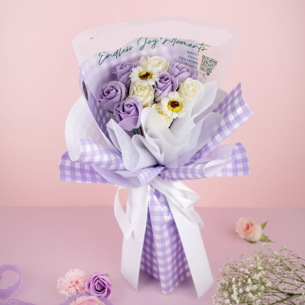 Serene Roses And Daisies Soap Flowers Bouquet: Get Well Soon Flowers