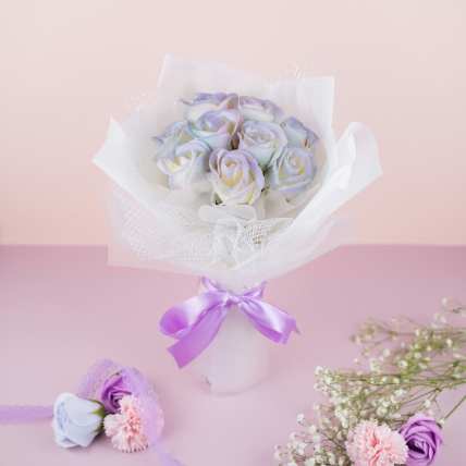 White Spray Rose Soap Flowers Bouquet: Housewarming Gift Ideas