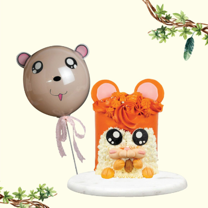 Cute Animal Designer Cake And Bubble Balloon: Birthday Presents 