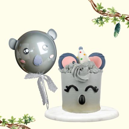 Animal Series Cute Designer Cake And Balloon: Gift Combos 