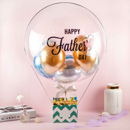 Happy Fathers Day Balloon And Snacks Box: Chocolate Delivery