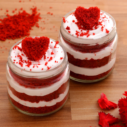 Heart Red Velvet Cake Jar Set of 2: Wedding Anniversary Cake