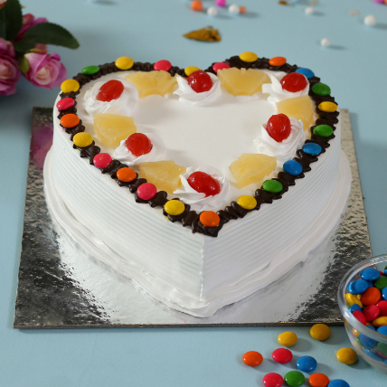 Heart Shaped Pineapple Gems Cake: Wedding Anniversary Cake