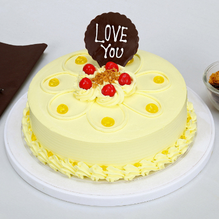 Love You Valentine Butterscotch Cake: Anniversary Cakes 