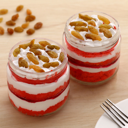 Red Velvet And Raisin Cake Jar Set of 2: Order Cakes