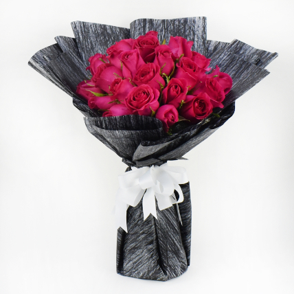 35 Dark Pink Roses Bouquet: Last Minute Gift Delivery