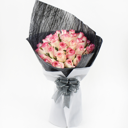 35 Dual Shade Pink Roses Bouquet: Wedding Gift