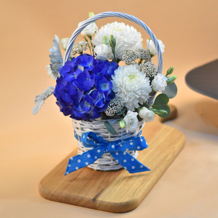 Beautiful Mixed Flowers Round Basket: Wedding Gift