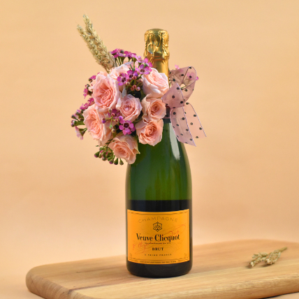 Champagne & Mixed Flowers Combo: Gift Combos 