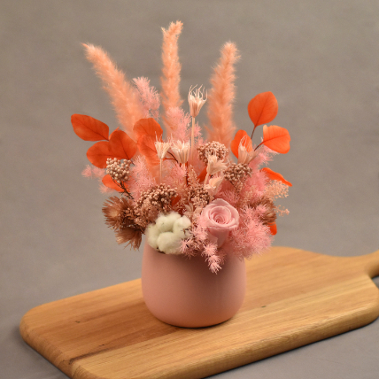 Enticing Mixed Preserved Flowers Designer Vase: Premium Flowers 