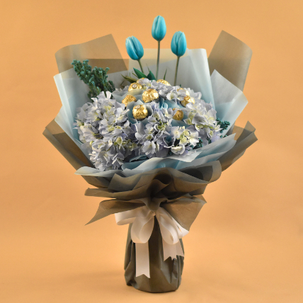 Lovely Mixed Flowers & Ferrero Rocher Bouquet: Flowers Delivery in Kuala Lumpur