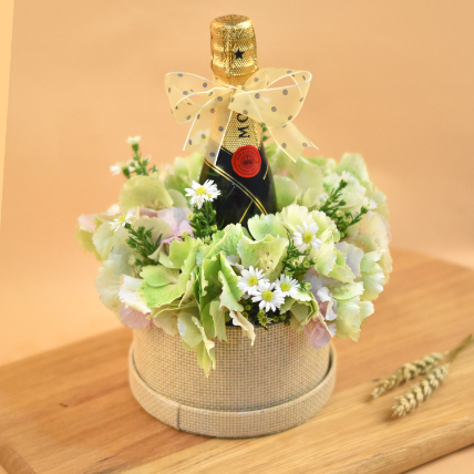 Mixed Flowers & Champagne Gift Box: Flower Arrangement