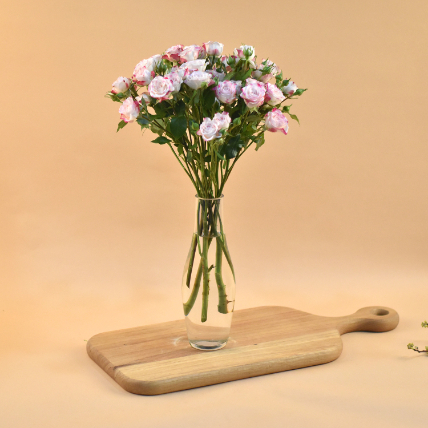 Pink Spray Roses Oval Shaped Vase: Flower Arrangement