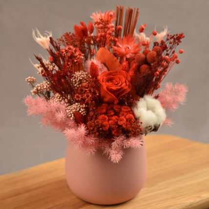 Ravishing Mixed Preserved Flowers Designer Vase: Mixed Flowers