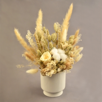 Soothing Mixed Preserved Flowers Designer Vase: Luxury Flowers