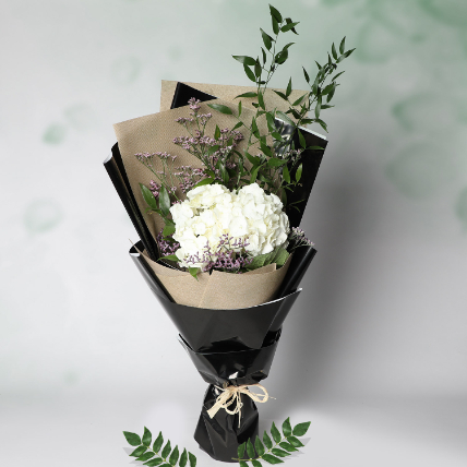 White Hydrangea Bouquet: Last Minute Gift Delivery