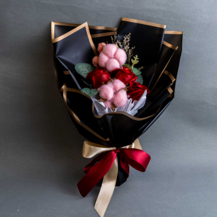 Korean Soap Flower Bouquet- Black: Last Minute Flower Delivery