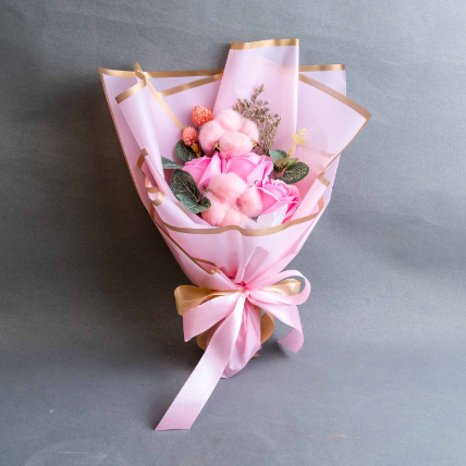 Korean Soap Flower Bouquet- Pink: Last Minute Flower Delivery