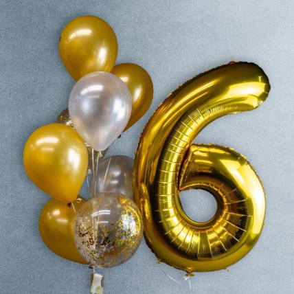 Personalised Golden Helium Balloon Bouquet: Birthday Presents 